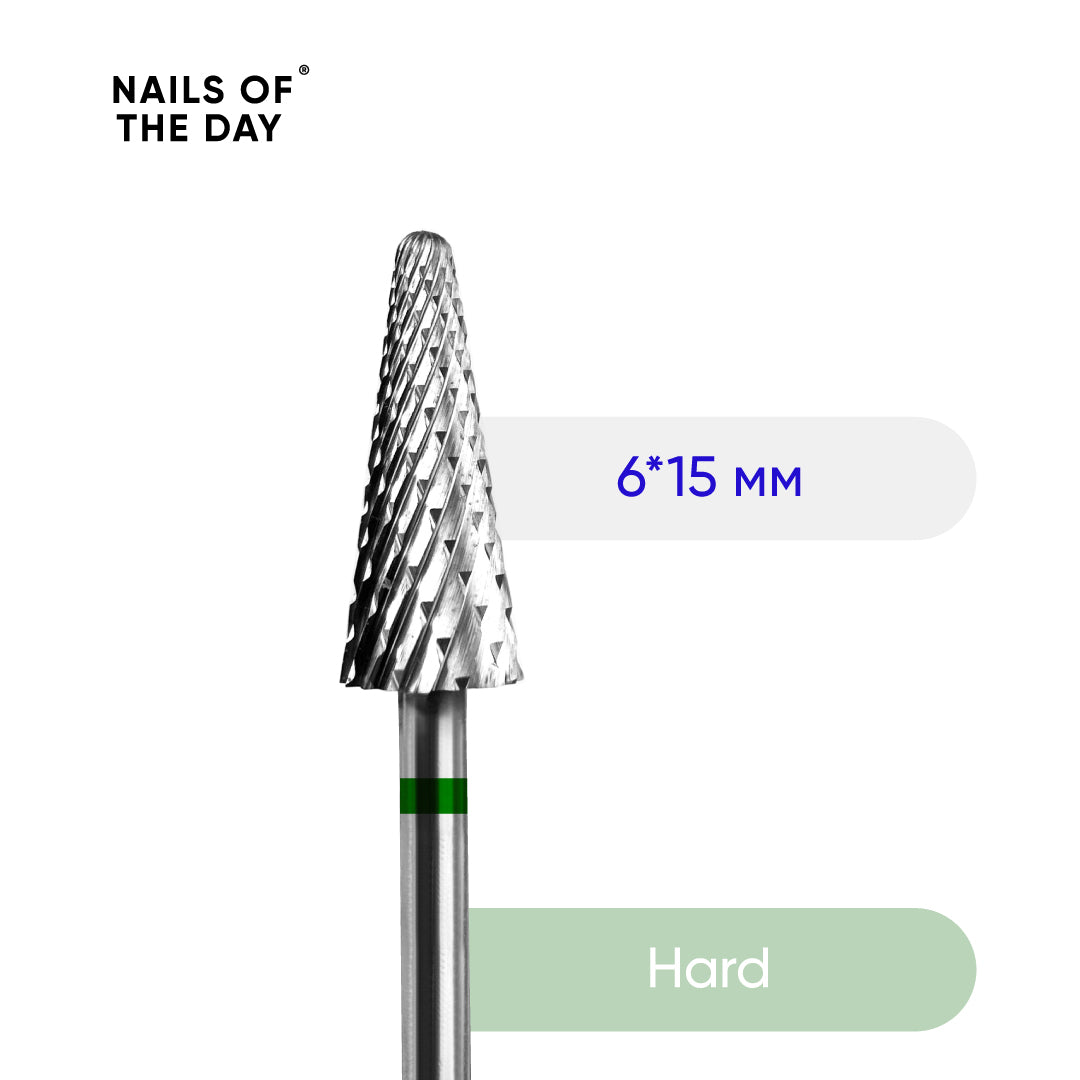 Fresa cono carburo verde 6×15 mm