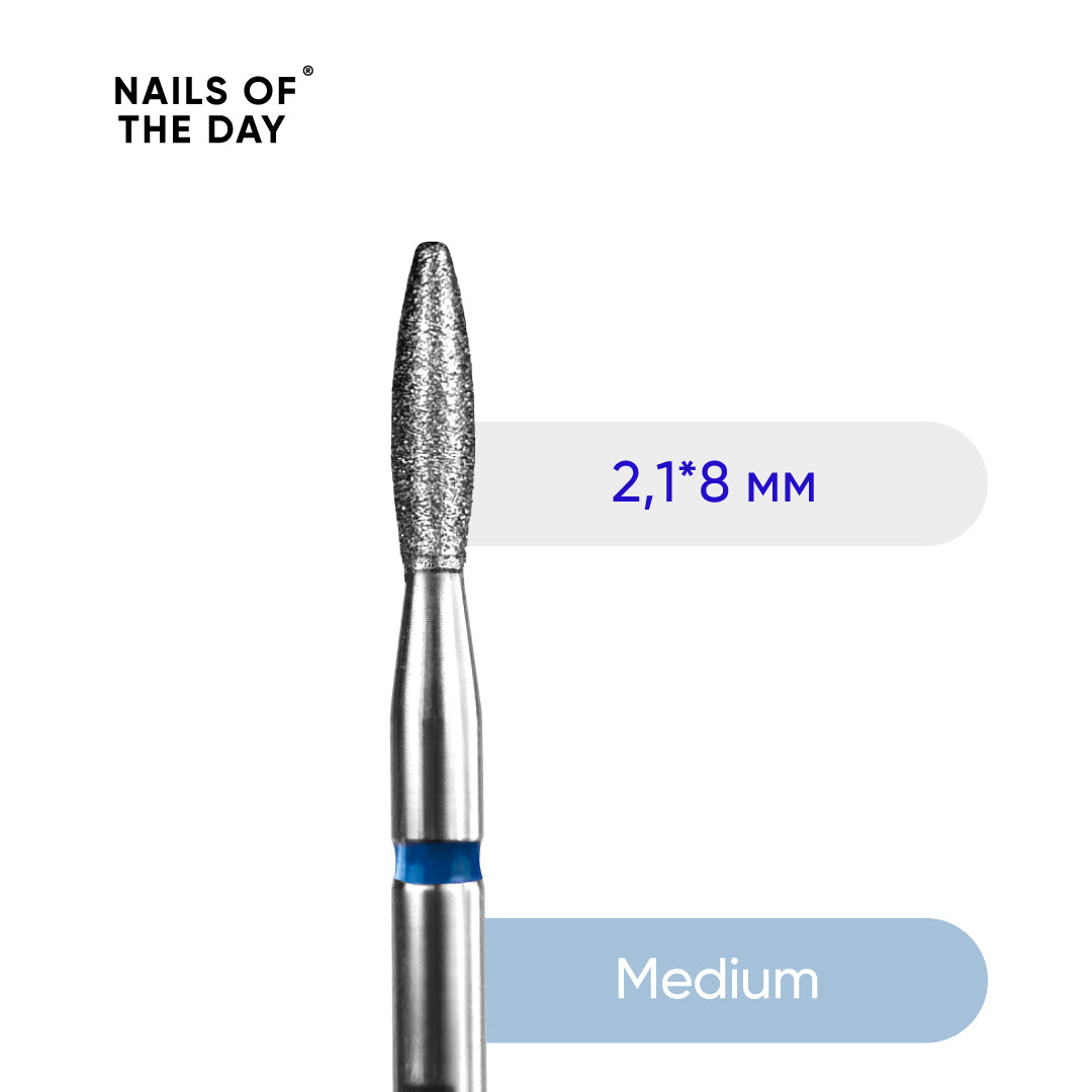 Fresa llama diamante azul 2,1×8 mm